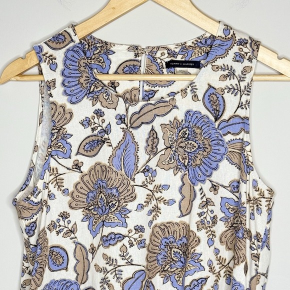 Tommy Hilfiger Paisley‎ Linen Sleeveless Dress Women's Size 10 - Picture 5 of 16